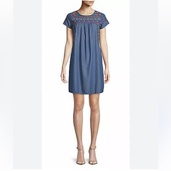 Driftwood Ella Embroidered Chambray Dress XS - Picture 1 of 7